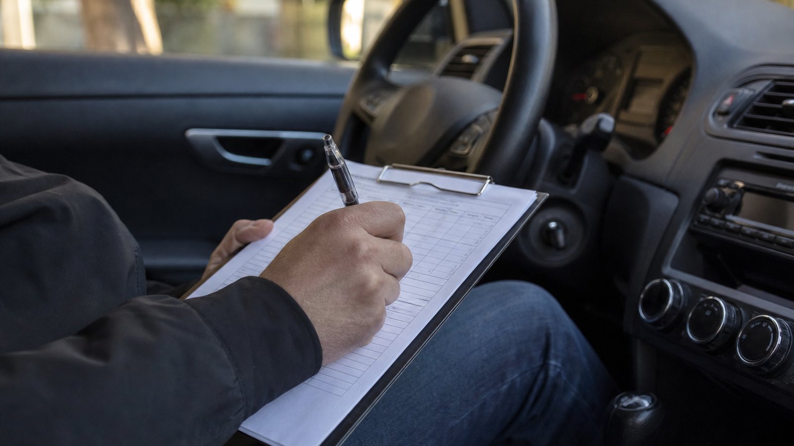 Élève conduisant en autonomie lors d'une leçon reproduisant les conditions de l'examen